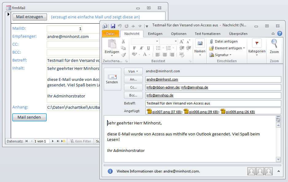Erstellen einer E-Mail per VBA und Anzeige in der Outlook-Vorschau