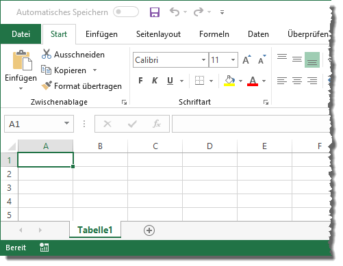 Excel mit einem neuen Workbook